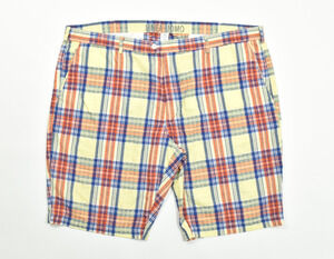 Linea Uomo Men's Seersucker Plaid Shorts Size 48 Yellow Blue Orange Preppy